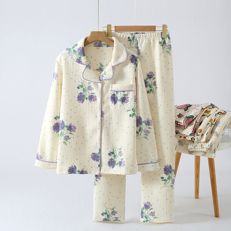 Women's Thick Winter Air Cotton Loose Pajama Set