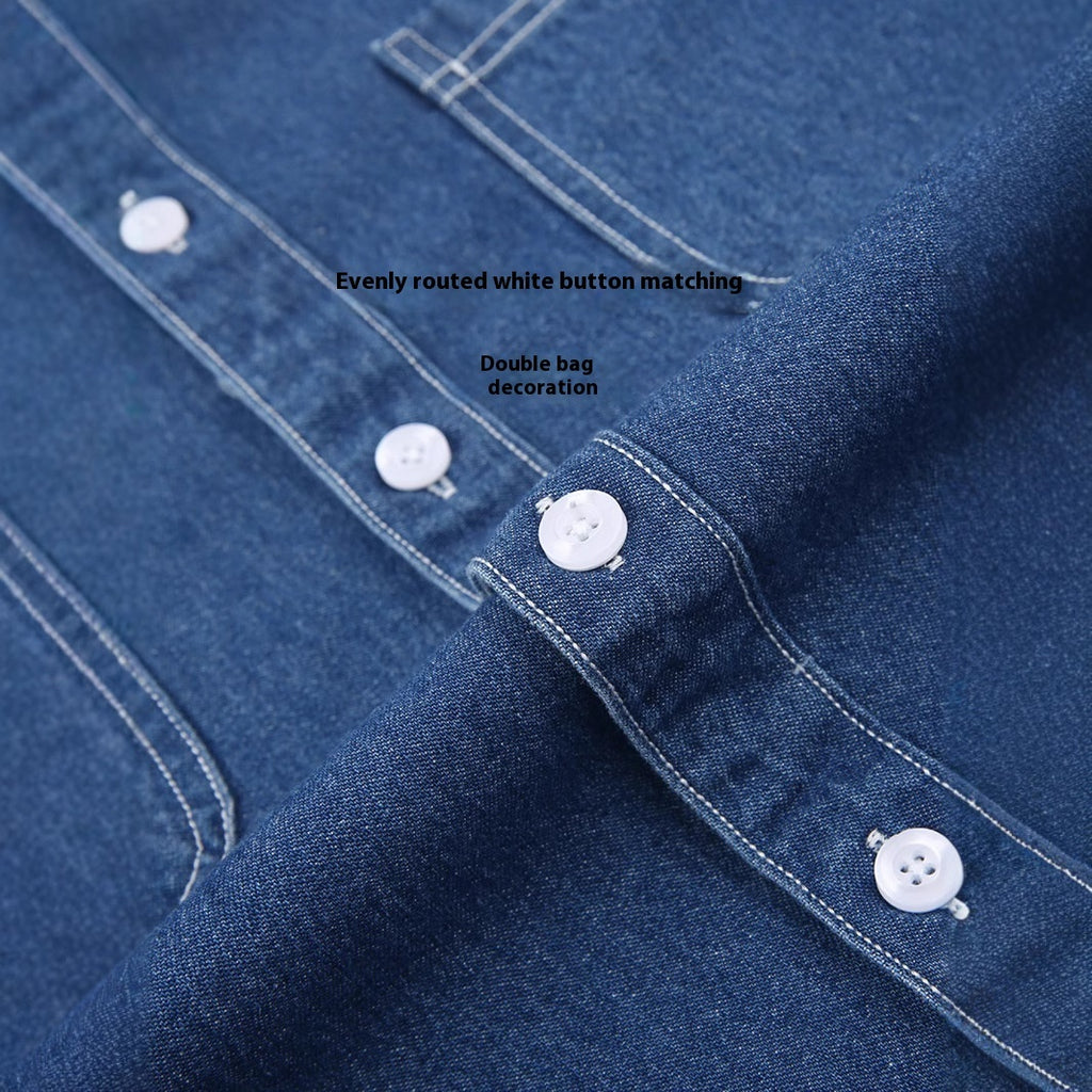 Chemise décontractée en jean à manches longues pour homme, bleu clair et bleu foncé