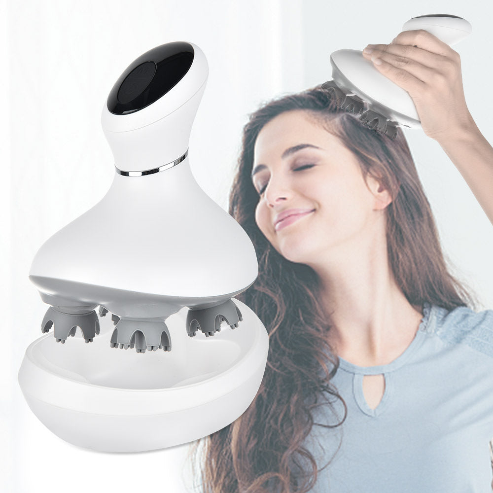 Rechargeable Waterproof Electric Scalp Head Massager White 130x110x150mm