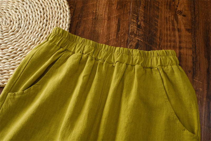 Women's Cotton And Linen Slub Casual Trousers Lantern Yoga Pants