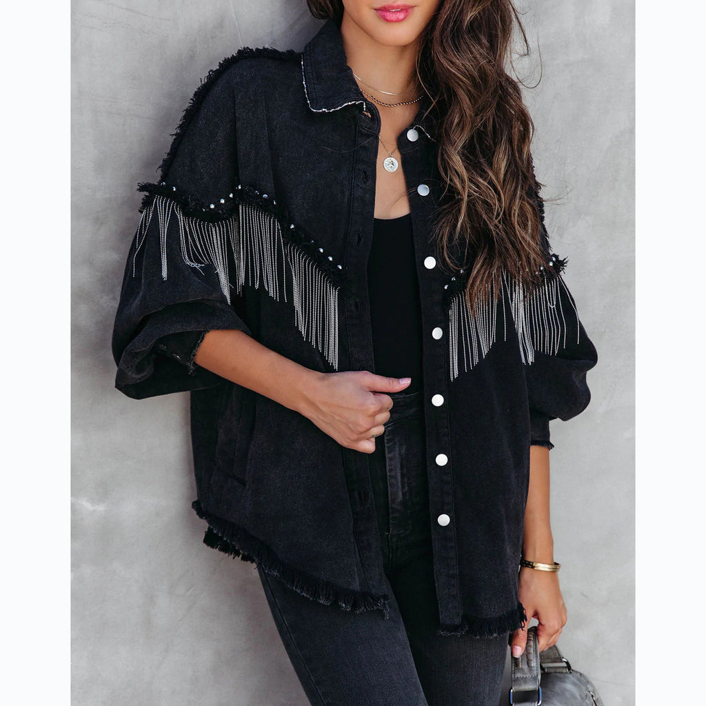 Heavy Industry Chain Rivet Single-Breasted Street Fashion Coat
