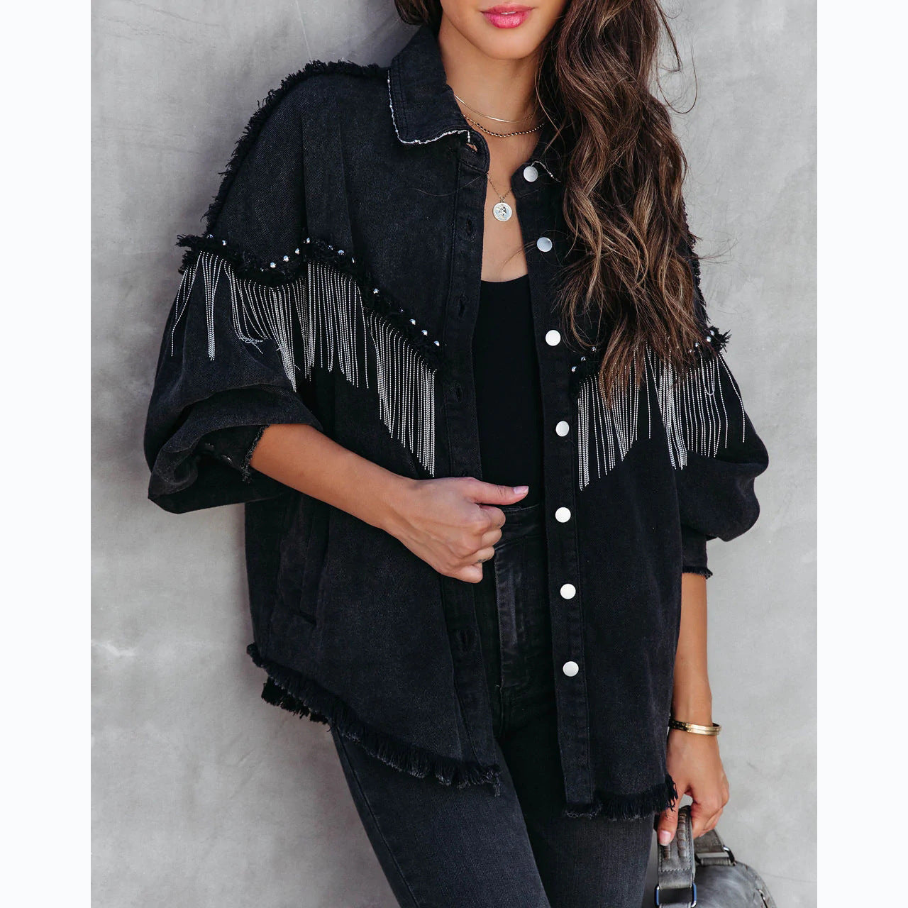Heavy Industry Chain Rivet Single-Breasted Street Fashion Coat