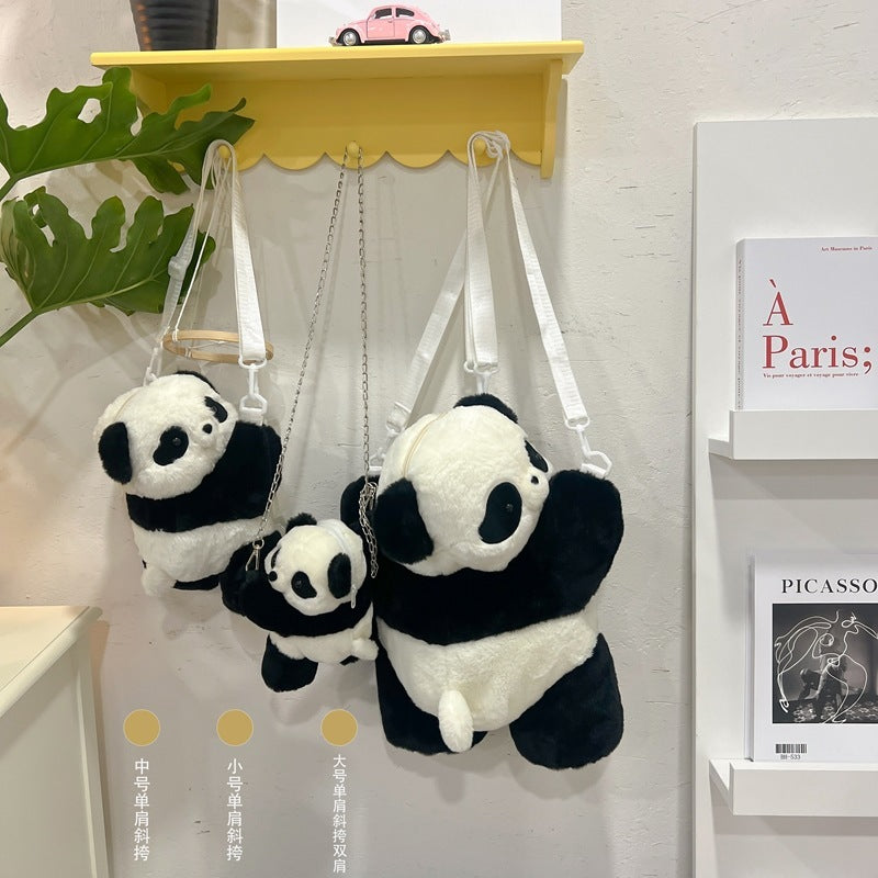 Women's Plush Panda Girl Backpack – Multiple Sizes