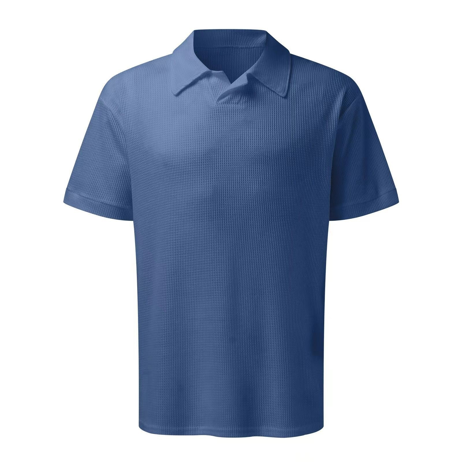 Lot de 2 polos à col en V pour homme, manches courtes, style gaufré, t-shirt décontracté d'été