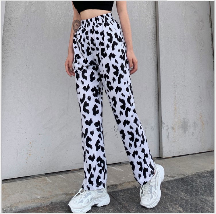 High-Waist Micro-Flap Straight White Street Trousers