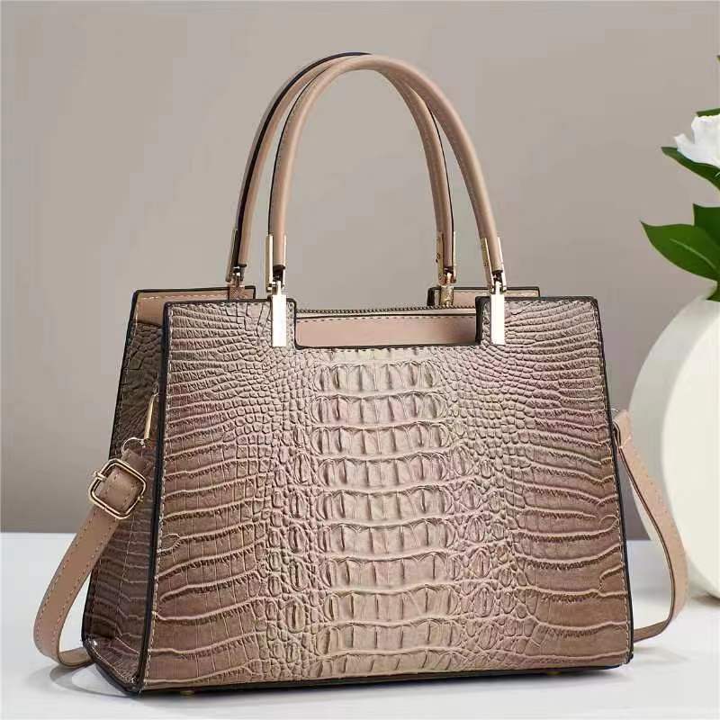 Sac à main en PU décontracté pour femmes, motif crocodile, grande capacité 30CM
