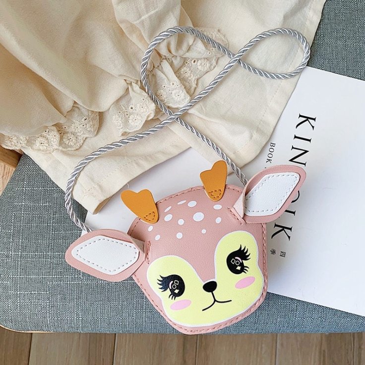 Mini sac bandoulière pour filles en cuir PU, design animal de dessin animé