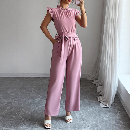Simple Fashion Ruffled Short Sleeves Corset Jumpsuit For Women