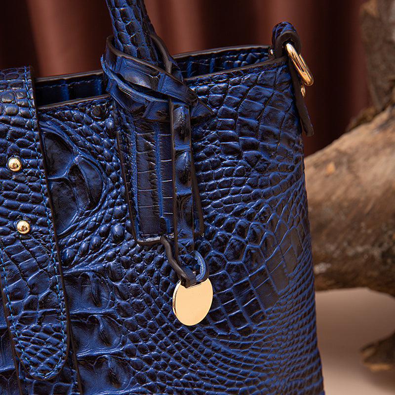 Women's Retro Multi-color Concave-convex Crocodile Pattern Shoulder Bag