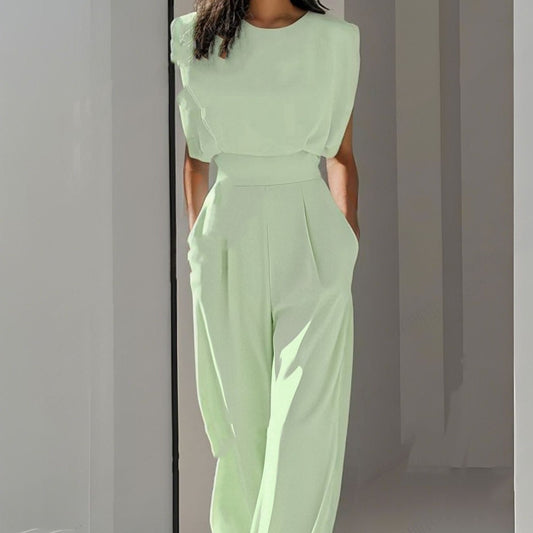 Summer Solid Color Tight Fitting Jumpsuit