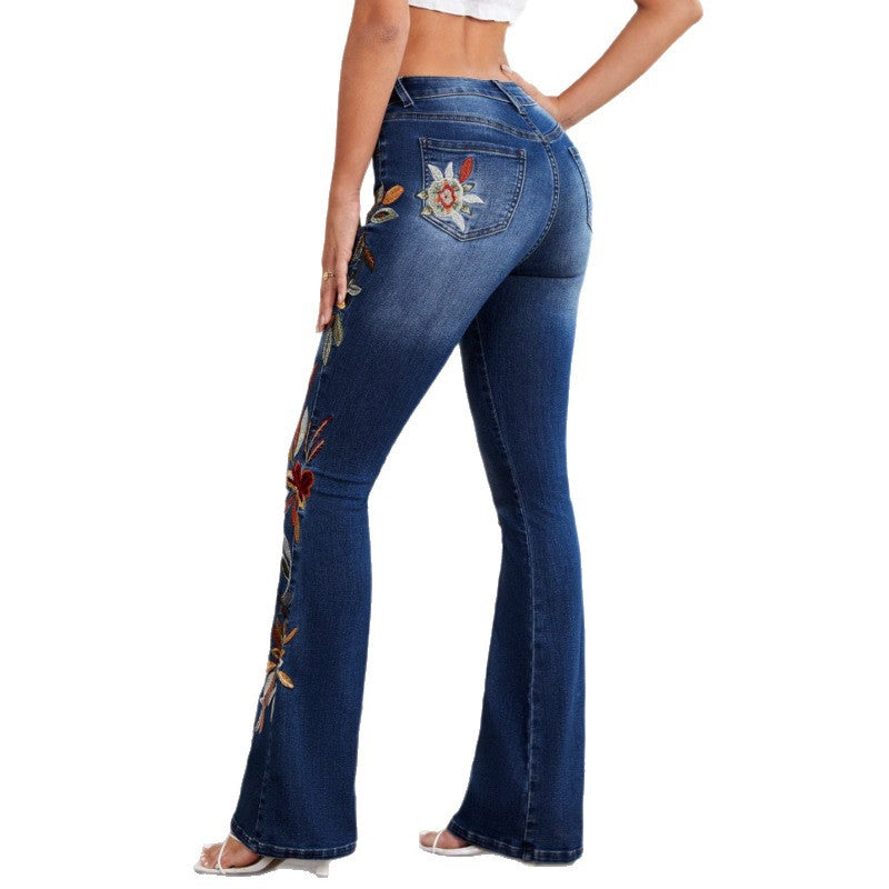 Women’s Navy Blue High-Waist Slimming High-Stretch Jeans