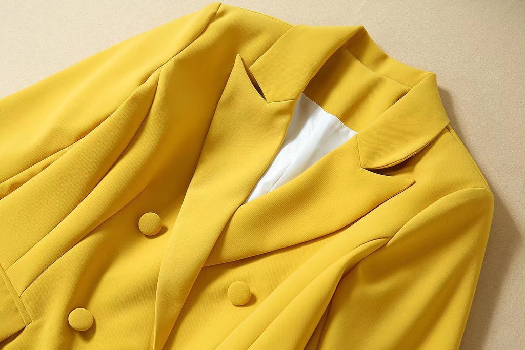 Women's Yellow Two-Piece Casual Professional Suit