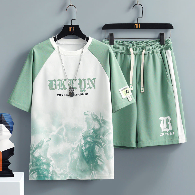 Men's Summer Casual Sports Set with T-Shirt & Shorts