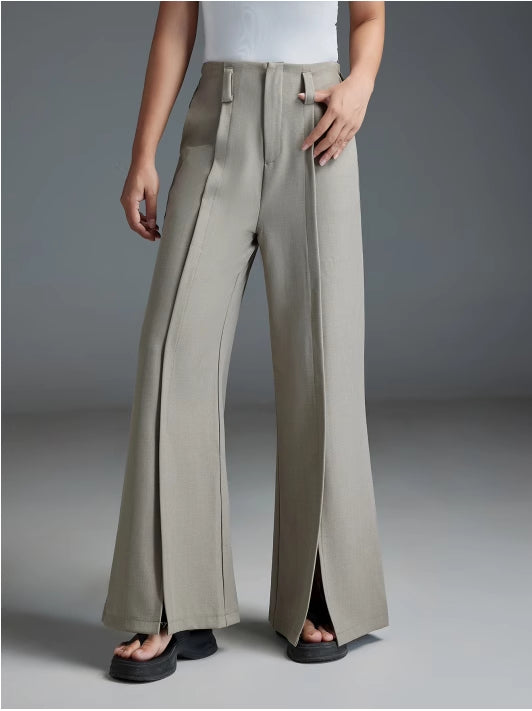 Casual Split Flared Trousers Excluding Belt Waist Bag