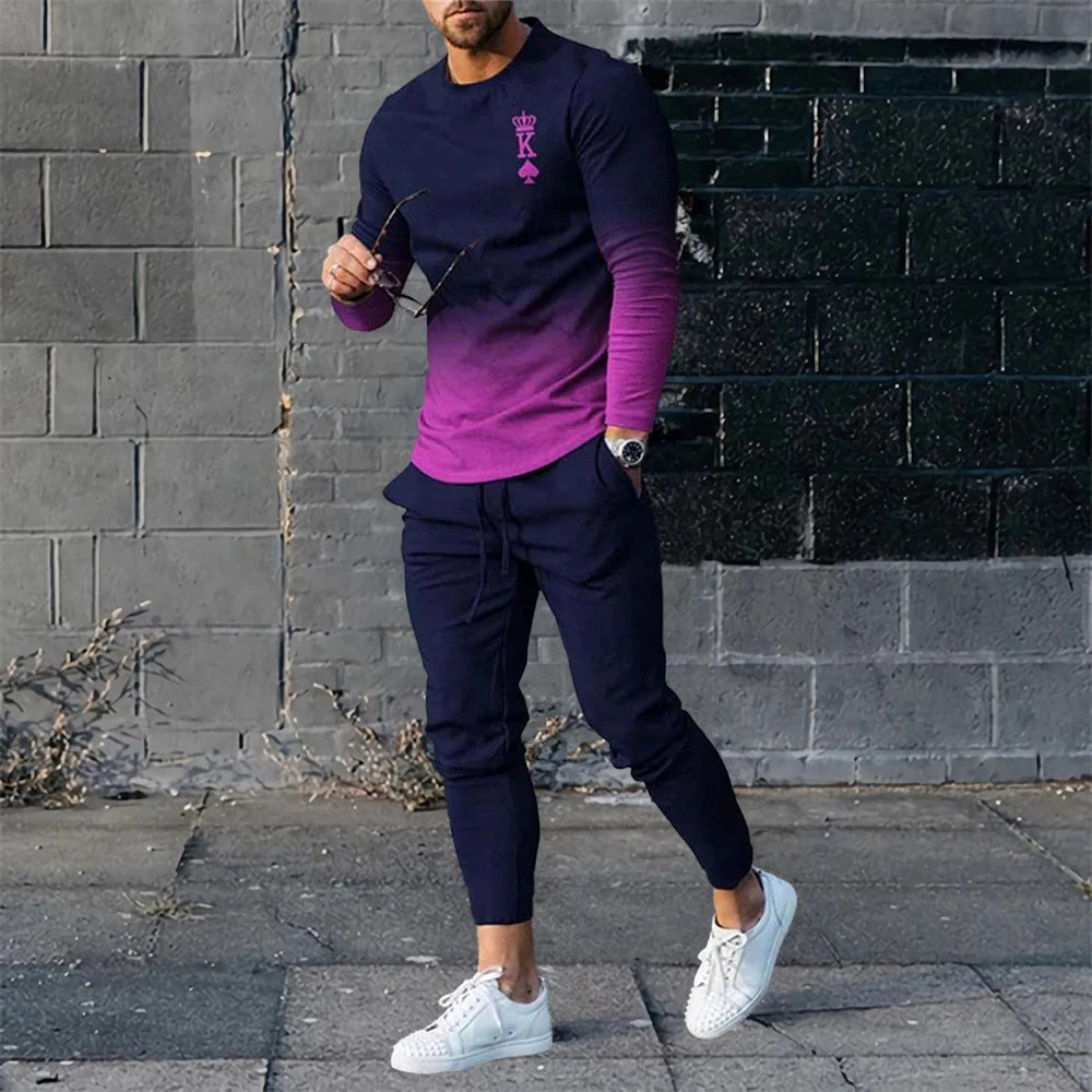 Ensemble sweatshirt et pantalon de survêtement 3D numérique pour hommes