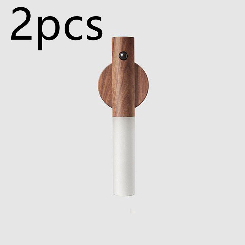 Auto LED USB Magnetic Wood Wireless Night Light with Motion Sensor for Wall & Cabinet