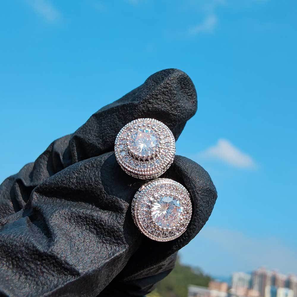 Hip Hop Micro Set Round Stud Earrings