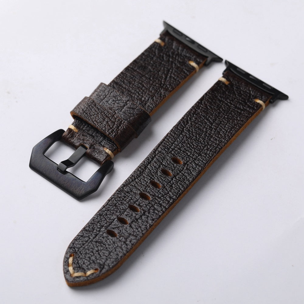 Bracelet en cuir de vachette première couche marron foncé fait main 40-45MM