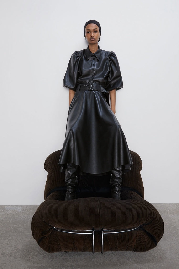High Waist Long Skirt with Belted Temperament