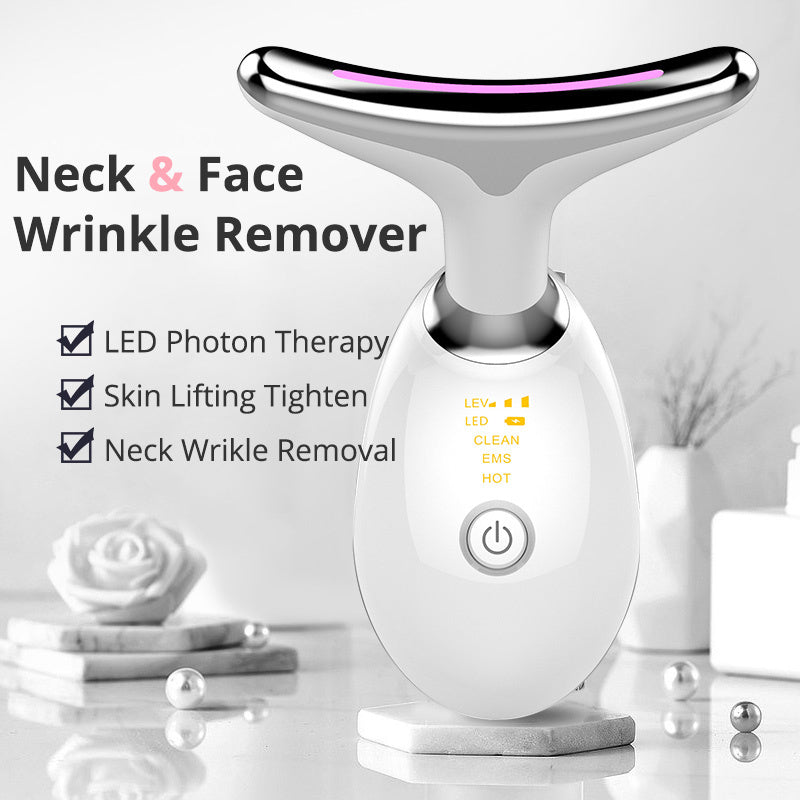 EMS Thermal Neck Massager with Microcurrent Wrinkle Remover and Lifting Tightening