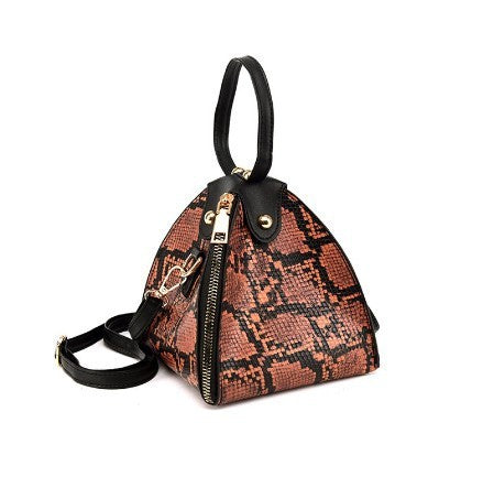 Sac à main triangle imprimé léopard avec fermeture éclair