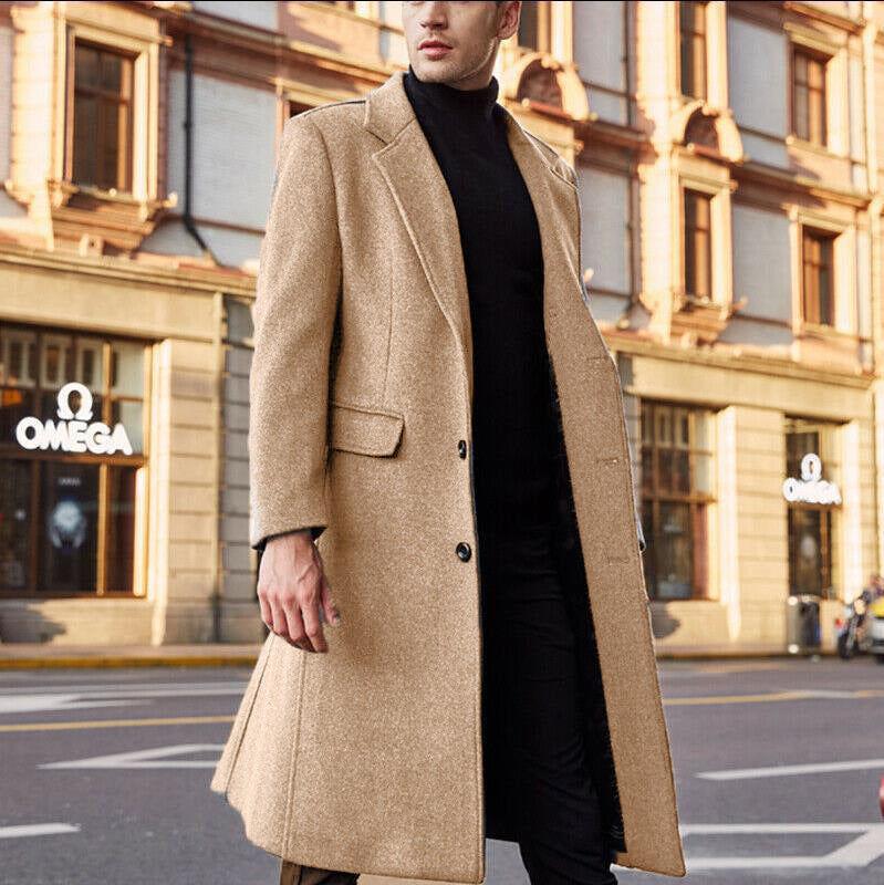 Trench-coat long en laine pour homme