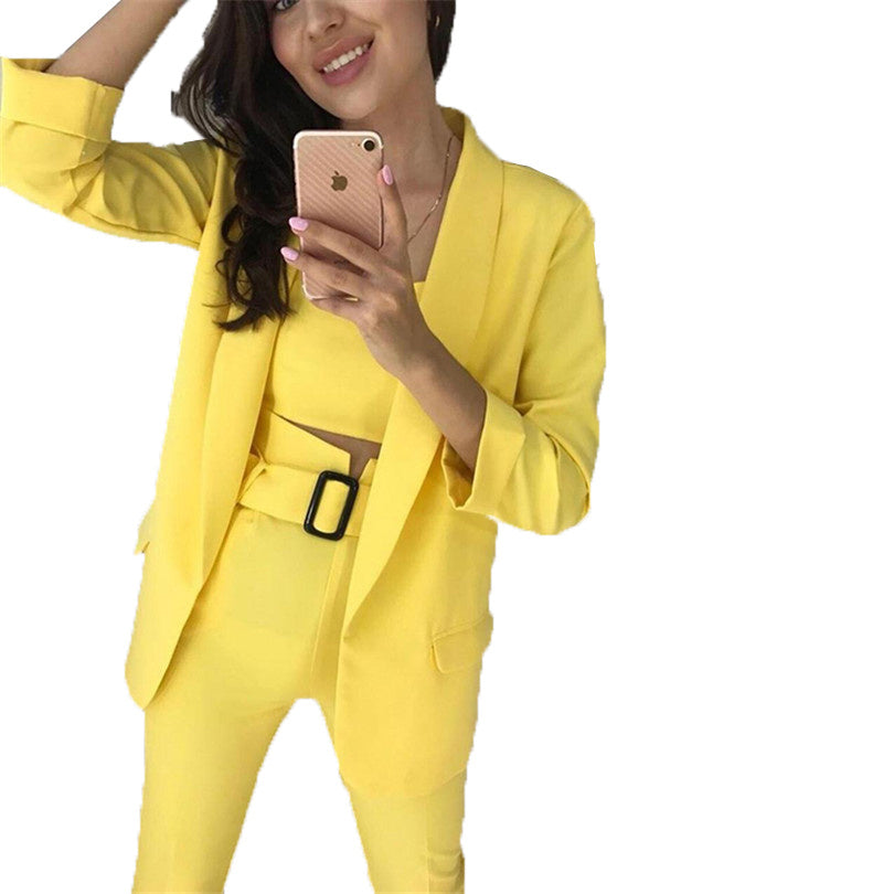 Women's Solid Color Cotton Blend Suit in Multiple Colors S-XL