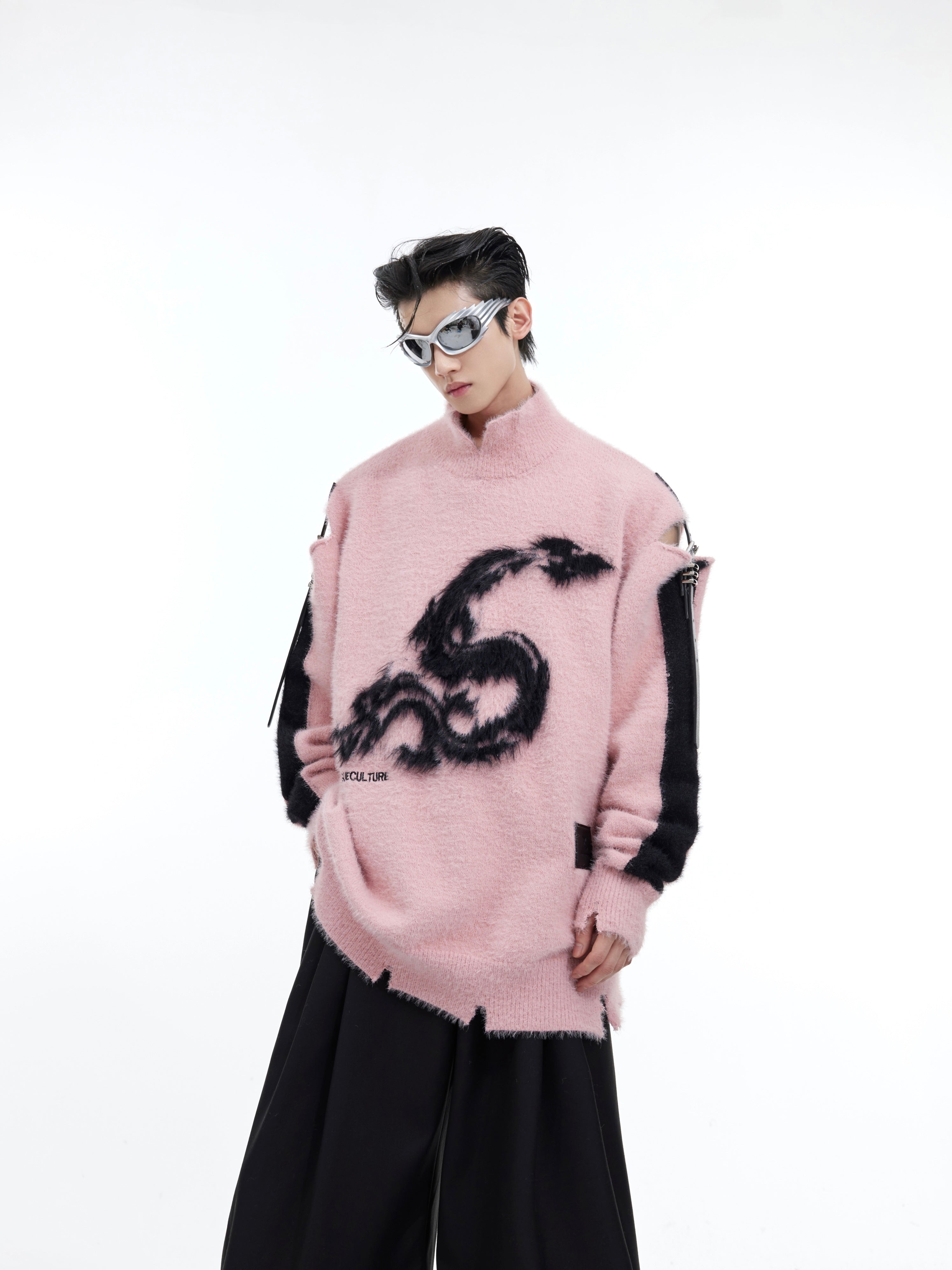 Pull ample à col rond pour homme en noir, rouge, rose - Tailles M-XL