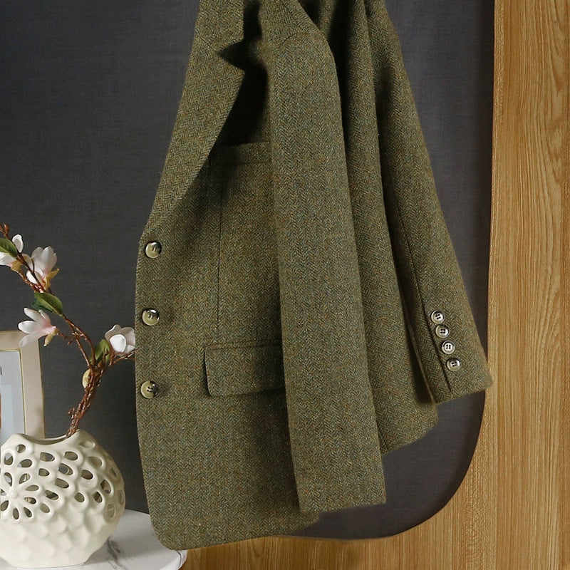 Women's Retro Tweed Herringbone Blazer