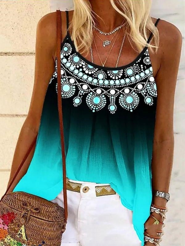 Women's Sling Color Plaid Printed Top