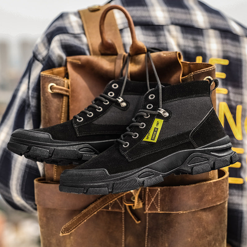 Men's British Casual High-Top Martin Boots with Artificial PU Upper