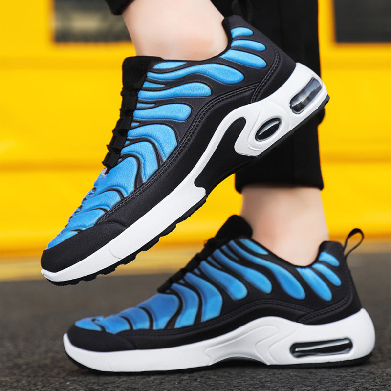 Color-Blocked Men’s Lace-Up Sneakers with Air Cushion for Running & Casual Wear