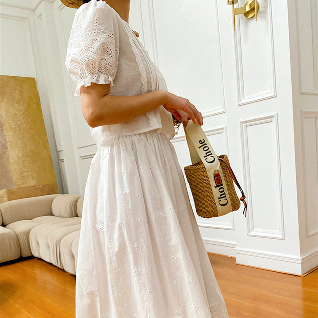 Women's Fashion Simple Solid Color Top Skirt Set