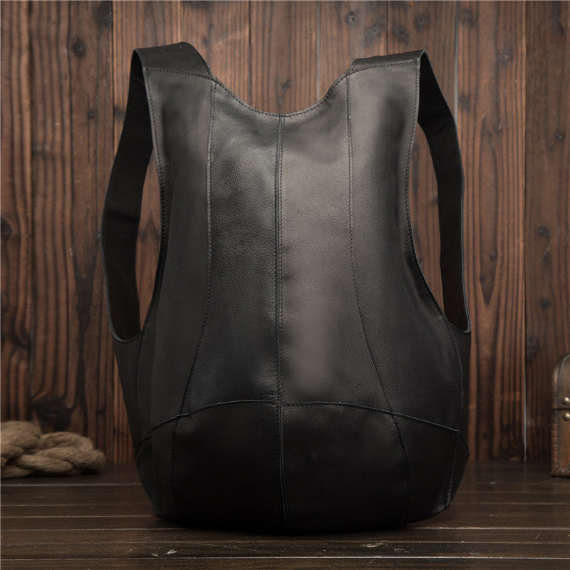 Sac à dos homme rétro en cuir Crazy Horse marron foncé 28x44x8cm pour étudiant