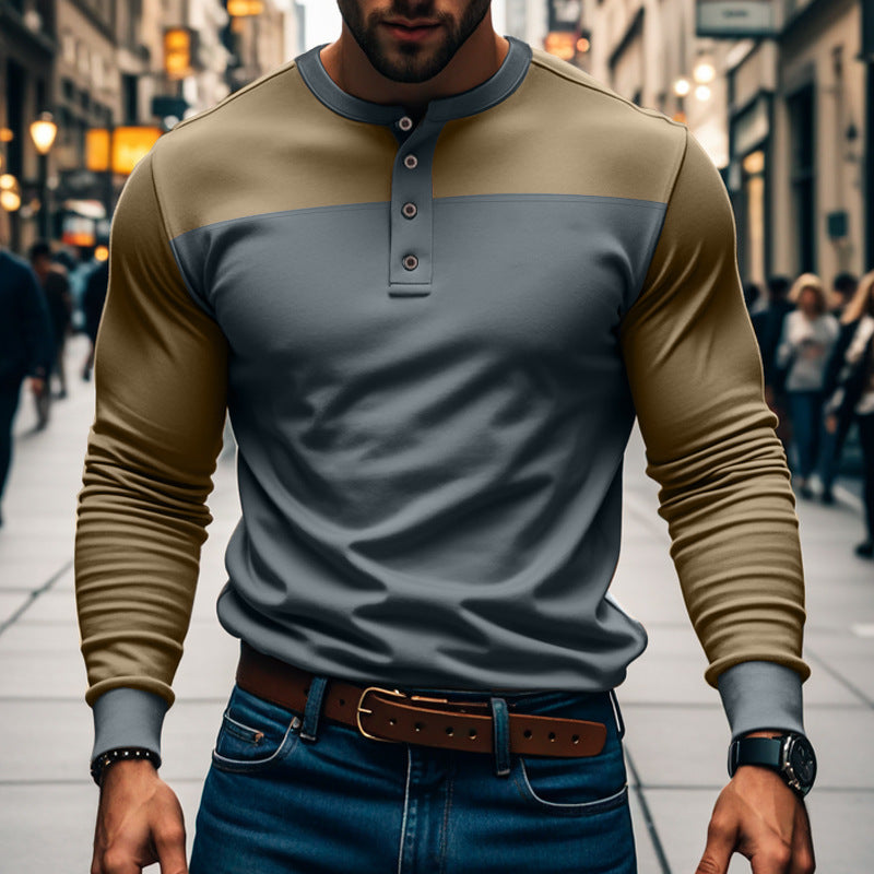 American Slim Fit Henley Shirt Pullover Long Sleeve