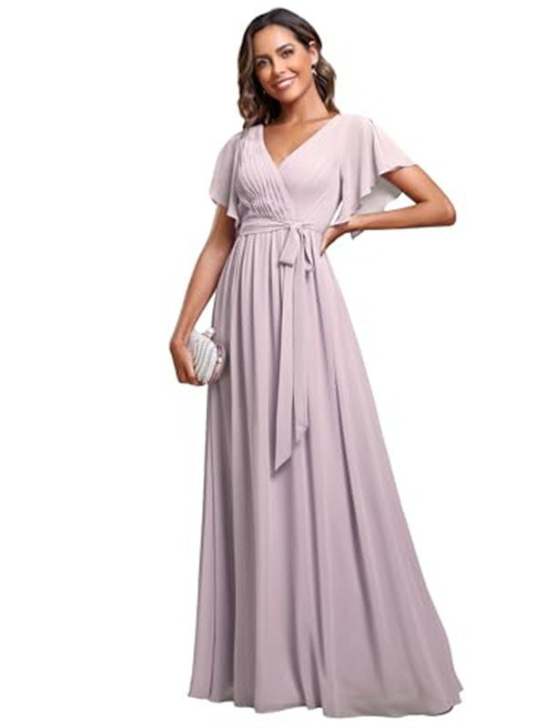 Sexy V-Neck Long Chiffon Dress for Women