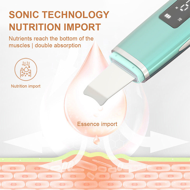 Ultrasonic Blackhead Remover Face Scrubber Pore Cleaner LED Peeling Shovel Lifting Machine