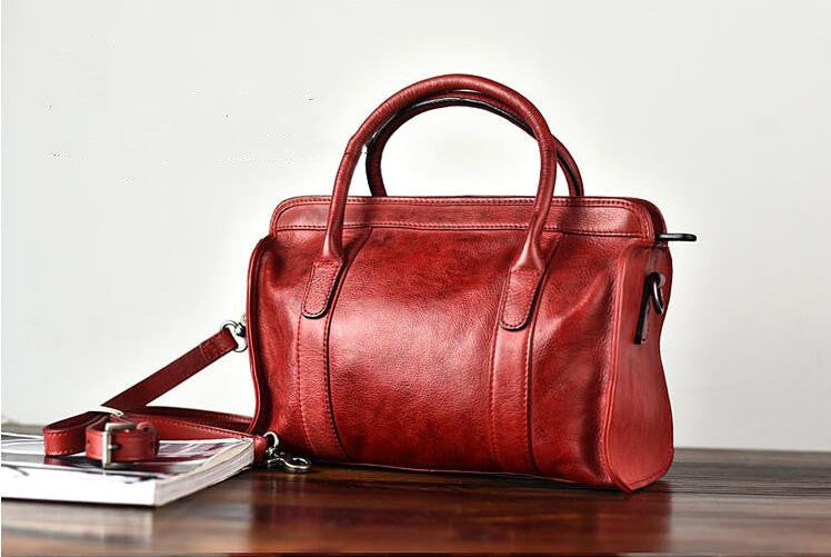 Sac à main cousu à la main en cuir de vachette tanné végétal à grande capacité