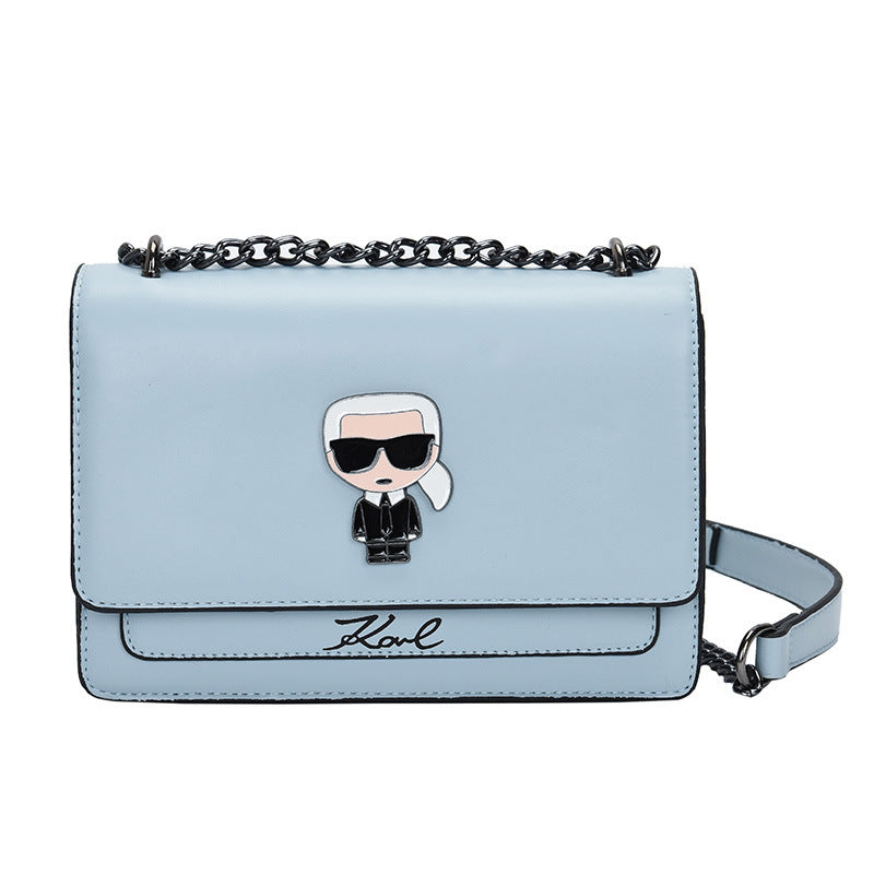 Sac carré moyen à bandoulière unique avec serrure, chaîne tendance