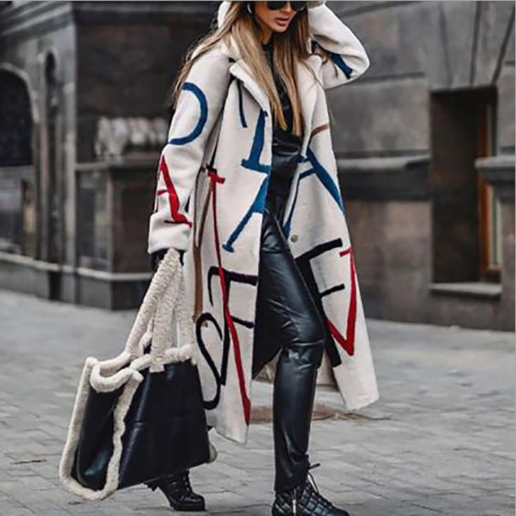 Women's Loose Large Size Printed Animal Pattern Windbreaker Coat