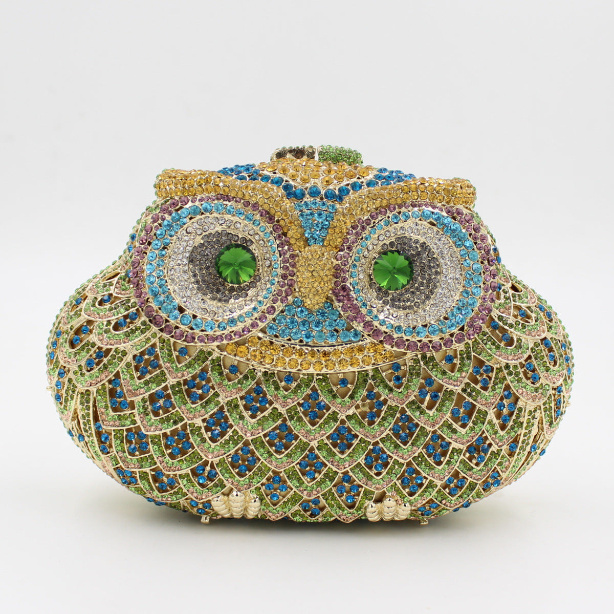 Pochette de soirée européenne et américaine pour femme en forme de hibou avec strass et diamants colorés