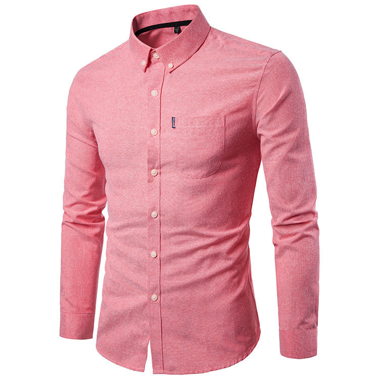 Men Shirts Slim Long Sleeve Dress Shirt