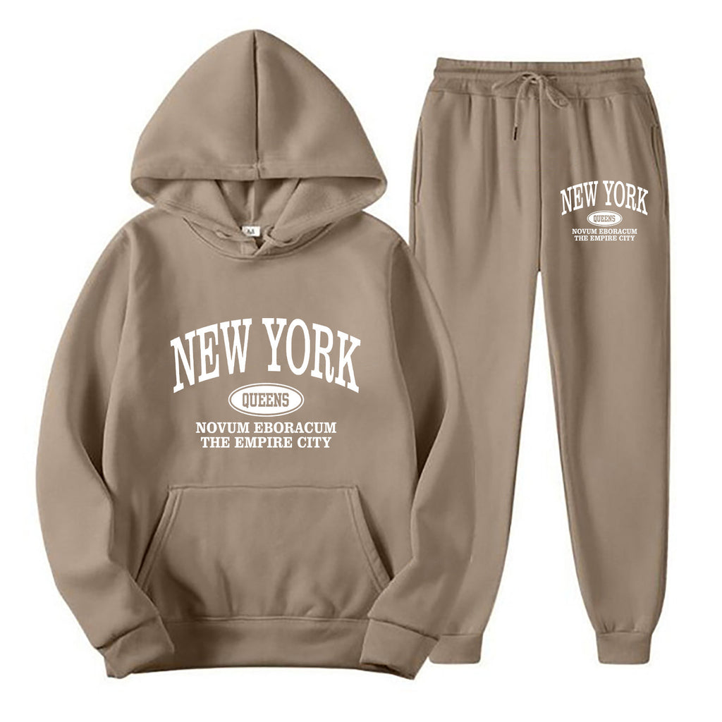 Men's Printed Hoodie Two-Piece Sweater Suit Polyester Fiber