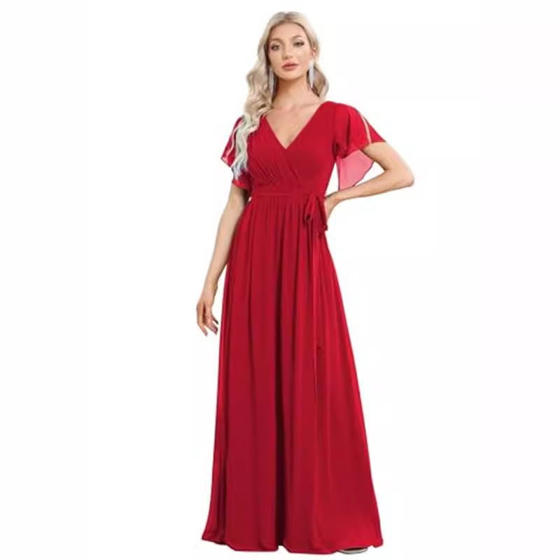 Sexy V-Neck Long Chiffon Dress for Women