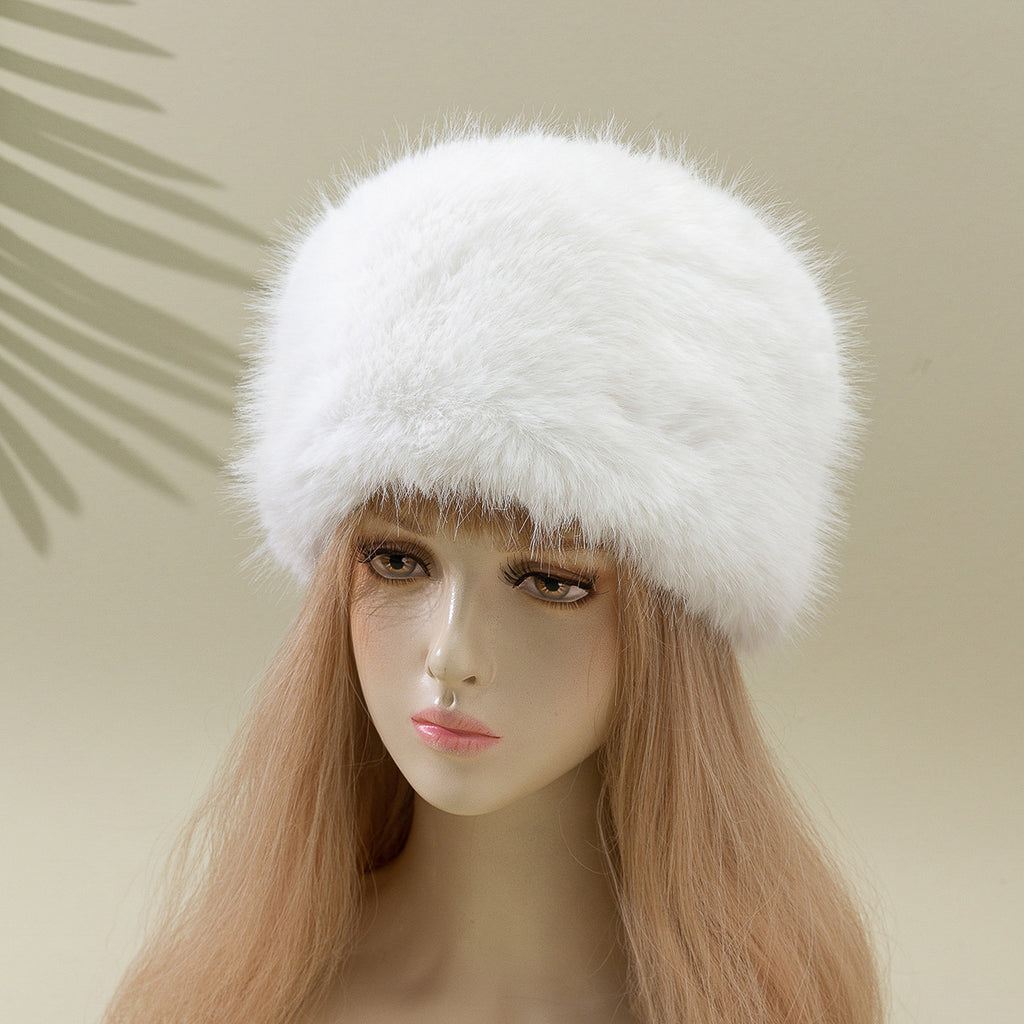 Chapeau Seau en Fourrure de Renard pour Femme, Protection des Oreilles, Chaud, Taille M (56-58 cm)