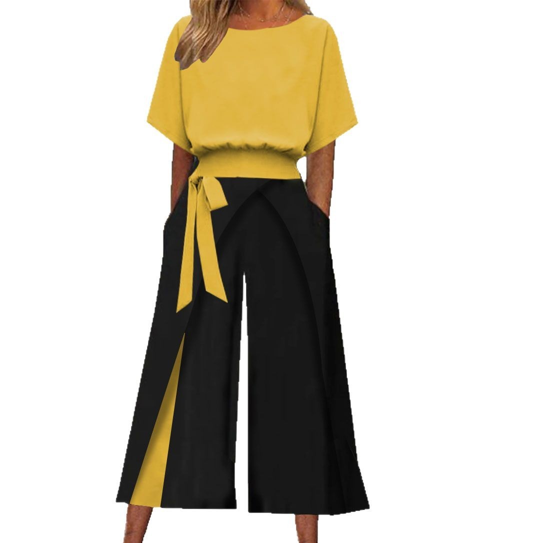 European And American Ladies Contrast Color Two-piece Suit