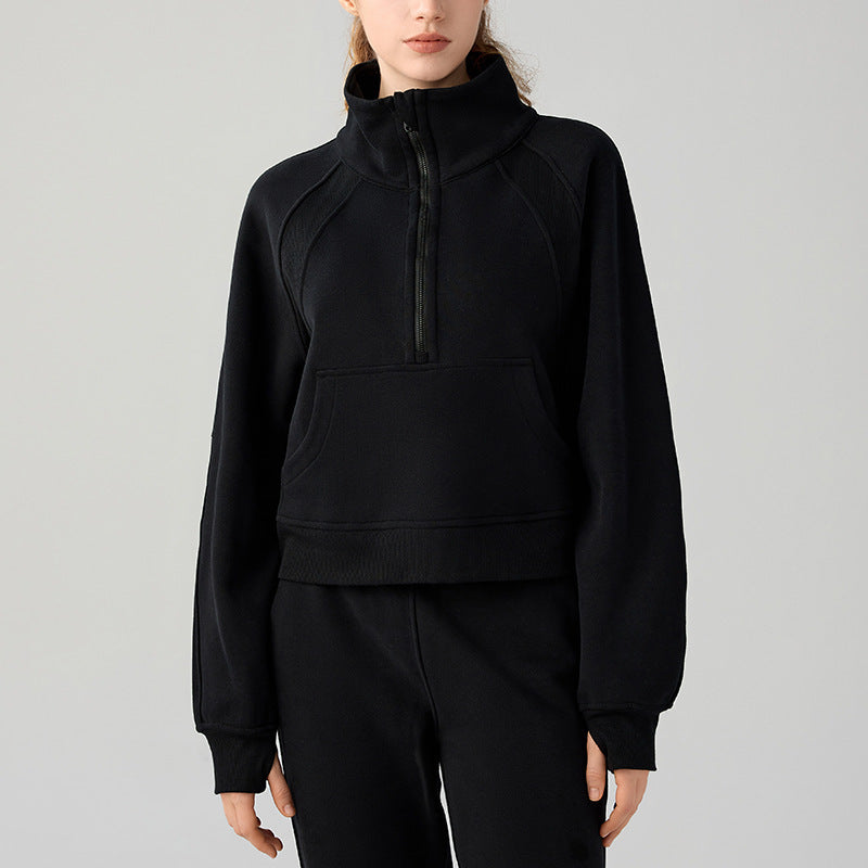 Women's Half-Zip High Collar Warm Fleece Pullover Sweater