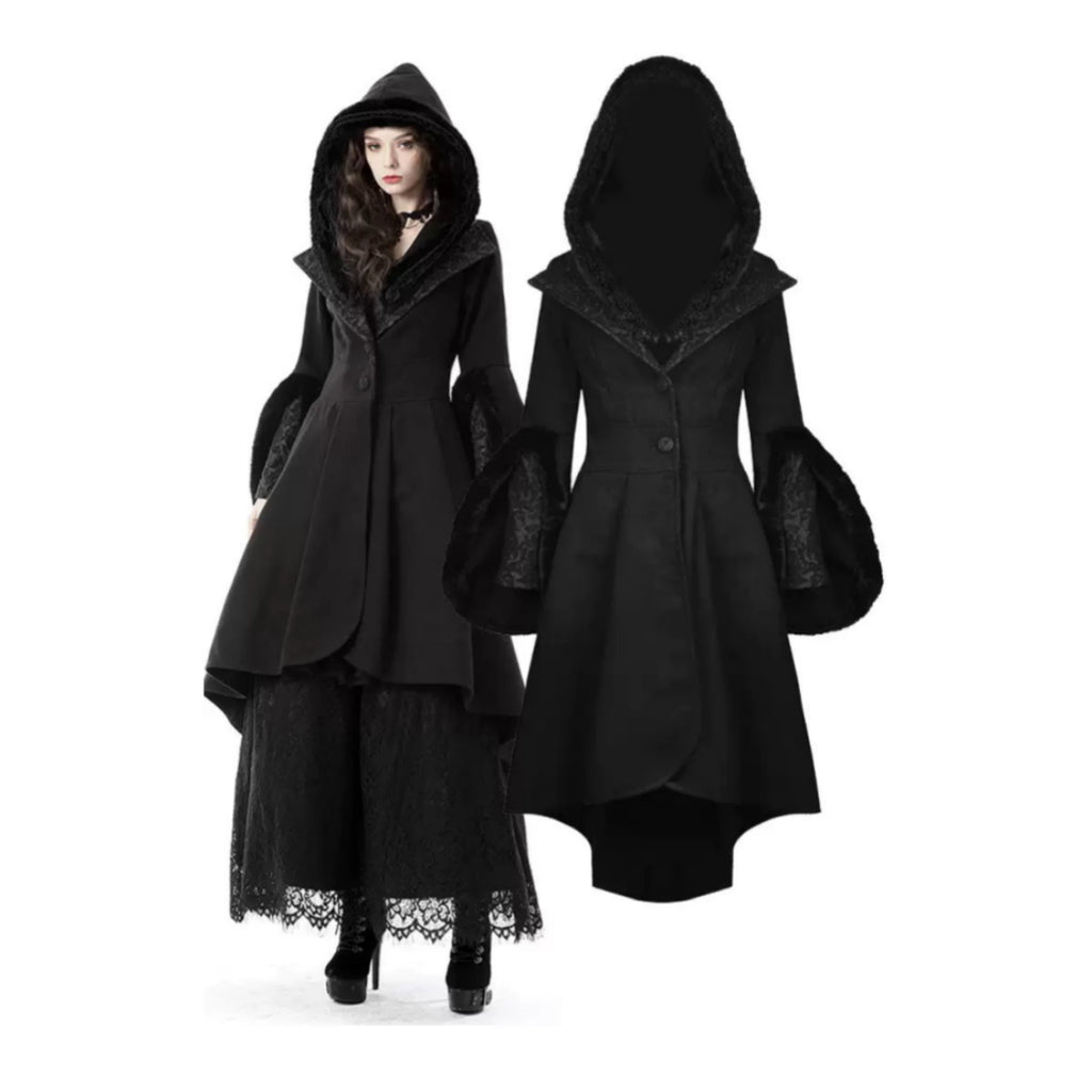 Versatile Wool Stand Collar Coat in Black, Sizes XS-2XL