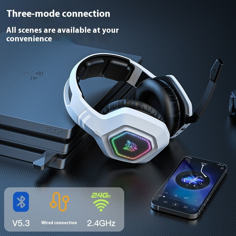 Casque de jeu sans fil Bluetooth 2.4G avec éclairage RVB et chargement sans fil