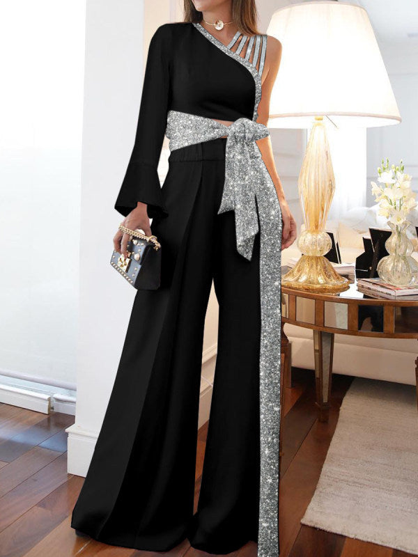European & American Women's Casual High Waist Wide Leg Pants Plus Size